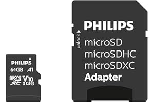 Philips Ultra Speed microSDXC Card 64 GB+adattatore SD UHS-I U1,velocità di lettura fino a 80 MB/s,A1 Fast App Perf,V10,scheda di memoria per smartphone,tablet,PC,lettore di schede,video Full HD