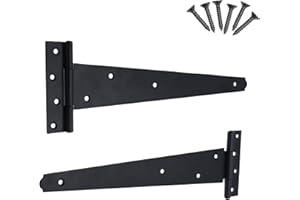 Keypak 2 Pack 350mm (14") T-Hinges Black Japanned, Metal Tee Hinges with Rustproof Coating, Ideal for Barn Doors, Garage Doors, Sheds & Wooden Gates