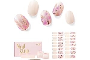 NAILOG Autocollants à Ongle, 34Pcs Nail Art Decal Strip Gel Vernis Adhésif Semi-Permanents de Qualité Professionnell avec Finition Gel Souple Nails Wraps pour Femmes Filles, Morning Dew