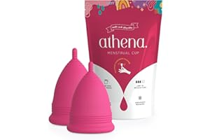 Menstrual Cups Set 2 Pack - (Large and Small) - Premium Reusable Period Cup Set for Regular and Heavy Flow - Insert Easier with The Athena Form Fit Rim - Solid Pink Size 1 and 2 - by Athena Cup