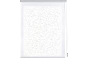 STORESDECO - Tenda a Rullo Fantasia, Tenda a Rullo Traslucida | Bianco Onde, 150 cm x 180 cm