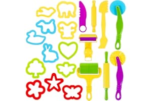 TOYHOOD Clay Dough Tools Kit, 20 Pcs Play Dough Tools Playdough Tools and Cutters Sets Plastic Colorful DIY Play Clay Dough Accessories Plasticine Modelling Tools for Kids Boys Girls