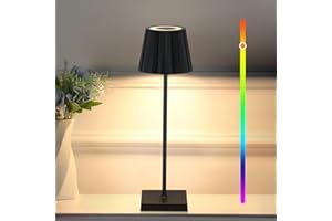Lightess Bezprzewodowa lampa stołowa LED, dotykowa, ładowana, z USB, wodoszczelna, IP54, wysokość 27 cm, bezstopniowe ściemnianie, 8 kolorów RGB, metalowa, do użytku wewnątrz i na zewnątrz