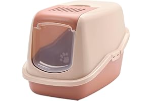 bac litiere pour Chat - Savic Nestor Tuscany - Rose/Terracotta - avec Capot - façade Rabattable - Filtre à Charbon - Dos surélevé - Design élégant - 56x39x38,5 cm