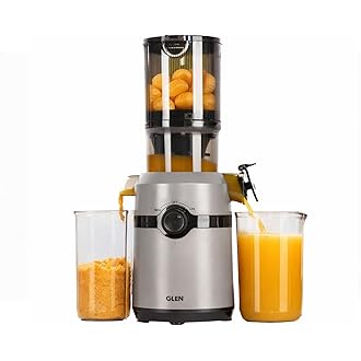 Glen Cold Press Juicer for Home, 200W, 108mm Large Feed, 800ml Juice & 700ml Pulp Cup, 2 Size Filter, Low Noise RPM, Fruit & Vegetable Slow Juicer Mac