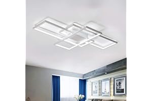 JIINOO Ceiling Light, Modern LED Ceiling Lamps with 3 Squares,75W Cool White Simple Design Aluminum Acrylic Flush Mount Ceiling Lights Fixtures for Kitchen Dining Living Room Study 6000K,White