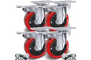 DSL DAILY SUPPLY LTD. DSL 4 x Heavy Duty Double Bearing BRAKED 100mm Swivel Castor Wheel Trolley Furniture Caster 700KG Free Fitting