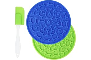 VSSHE Mata do lizania zwierząt domowych, 2 szt Mata do powolnego podawania psa z 1 silikonową szpatułką, mata do lizania psa z przyssawkami macki do płytek w kuchniach, łazienkach