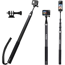 Perche à Selfie Invisible 135cm Pour Insta360 X5/X4/X3 - Compatible GoPro, DJI - Légère Et Télescopique