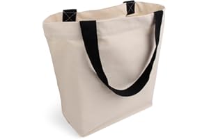 Cottonbagjoe borsa spaziosa ed elegante | con tasca interna, cerniera e fondo largo | borsa in tessuto di cotone borsa shopper borsetta | certificato Oeko-Tex 100 Standard