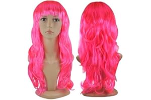 Matissa WOMEN'S LADIES LONG WAVY WIG FANCY DRESS COSPLAY WIGS POP PARTY COSTUME (Neon Pink)