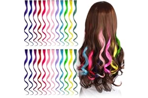 COMIUS SHARP 24 Pièces Multi Couleurs Clip Dans les Extensions de Cheveux Bouclés, Synthétiques Longs Faits Saillants Extensions de Morceaux de Cheveux pour Enfants, Filles et Femmes (12 Couleurs)