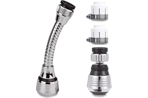 Xrten 2 Piezas Aireador de Grifo de 360 Grados, Adaptador Grifo Cocina, Extensor Grifo, Cabezal de Rociador de Grifo, Difusor Grifo, para Hogar, Cocina y Cuarto del Baño (Negro)