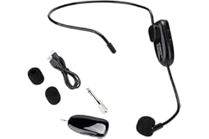 CIGEMAY Microphone sans Fil, UHF Micro-Casque Contour d'oreille Professionnel et Micros avec Convertisseur, Capacité Anti-Interférence, pour l'enseignement, Guides Touristiques