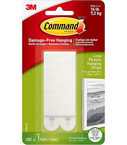 thumbnail image 2 of Command Large Picture Hanging Strips - 14 Pairs Damage Free Wall Hangers (28 Strips Total) 2 of 3