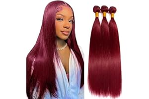 Tuheerst Straight Human Hair Bundles #99J Burgundy Capelli Umani 3 Bundles 50g/PC Human Hair Extensions Naturale Capelli Veri Ricci Double Weft Remy Hair for Woman 30 32 34 Inch