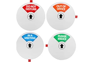 Kichwit Privacy Sign, Do Not Disturb Sign, Out of Office Sign, Please Knock Sign, In a Meeting Sign, Office Sign, Conference Sign for Offices, 5 Inch, Silver