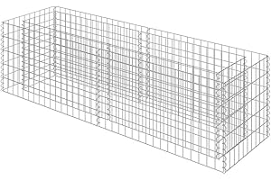 vidaXL Lit Surélevé à Gabion Acier Galvanisé Argenté 180x50x50 cm Jardinière