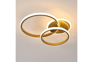 Mckalen Taklampa LED Modern, 42W 4700LM Guld LED Rund Taklampa, 52CM Lampa i Taket LED Akryl för Vardagsrum Sovrum Kök, Varm