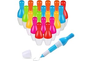 GEFIRE 20 Pezzi Graziose Penne Retrattili, Bowling Penne a Sfera Mini Retrattile a Base Di Palla Penna Telescopica,Penne Firmate a Forma di Birillo da Bowling per Cancelleria per Ufficio, Casa, Scuola
