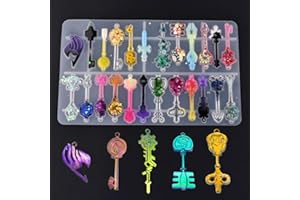 iSuperb Stampi in Resina, Stampo in Silicone, Key Resin Mold, Stampi per Gioielli in Resina siliconica, per Decorazione di Torte, Sugarcraft, Chocolate,Jewelry Carft Tools (1 Set)