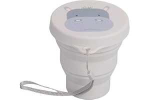 Villa d'Este Home Tivoli 1996 Bicchiere pieghevole con coperchio 200 ml, in silicone, decoro ippopotamo, Les petites Safari