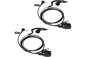 YNIBST 2.5 mm Connecteur Oreillette Mono PTT pour Talkie-Walkie, Casque en Forme de G, Compatible avec Motorola Talkabout TLKR T62, T82, T82 Extreme, T92 H2O Radios Bidirectionnelles (Lot de 2)