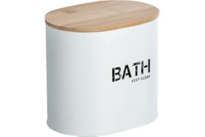 Wenko Caja para el baño Gara con tapa blanco - Caja de almacenaje, cesta para el baño Capacidad: 1.092 l, Acero, 14.5 x 13.5 x 10.5 cm, Blanco