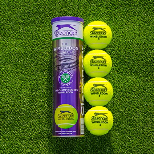 Slazenger pelotas de tenis de Wimbledon | pelotas de tenis - Campeonato de Wimbledon pelotas de tenis | Ultra Visible de Wimbledon [Net World sports], High Visibility Yellow, 18 Tubes / 6 Dozens