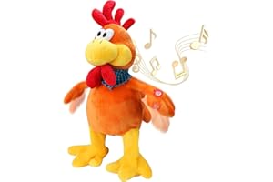 SdeNow Musical Squawking Chicken Stuffed Animal Walking Singing Waving Rooster Fun Electronic Interactive Animation Plush Toys Gifts for Kids
