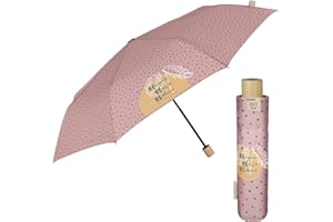 PERLETTI GREEN Ombrello Pieghevole Ecosostenibile da Donna - Ombrello Mini Tessuto Riciclato e Manico Legno Biodegradabile - Ombrellino da Viaggio Eco Sostenibile Resistente