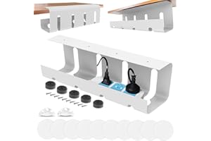 Bandeja Cables, ENONCI Bandeja de Gestión de Cables Debajo del Escritorio, Acero al Carbono, Organiza sin Nudos los Cables de tu Ordenador - para Hogar u Oficina