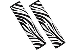 POLERO Zebra Print Seat Belt Pads-2 Packs Car Seat Belt Cover Comfort Pads Safety Belt Strap Luggage Shoulder Pad for Adults and Children for Car Seat Belt,Backpack,Black and White Stripe