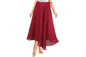 Lusofie Falda Ballet Mujer Larga Transparente de Tutú Burdeos Falda de Gasa con Tutú Burdeos con Cinturón Ajustable Mujer para Todo Tipo de Baile Falda Flamenco Niña