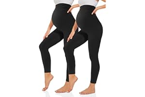 TNNZEET Legginsy ciążowe damskie, moda ciążowa, nieprzezroczyste, legginsy ciążowe, długie z kieszeniami do jogi