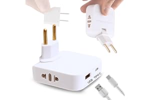 APUKESE Adaptateur Multiprise Plat – Prise Murale Extra Plate avec 1 USB + 1 USB-C + 2 Prises – Multiprise Plate Murale – Adaptateur de Prise – Murale