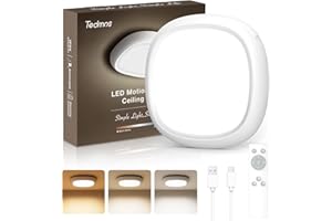 ‎TEDMOS Akku Deckenlampe Ohne Stromanschluss mit Bewegungsmelder, IP54 12000mAh 550LM LED Deckenleuchte Batteriebetrieben mit Fernbedienung, Batterie Garage Lampe Aufladbar Kellerlampe für Innen Bad Keller