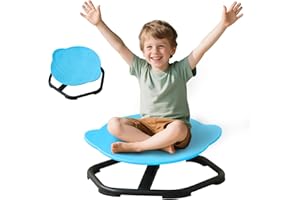 CHIDIAM Sensory Spinning Chair for Kids,Sit & Spin Toy for Autism & ADHD,Swivel Chair Wobble Board to Improve Balance & Coordination,Sensory Equipment for Children