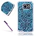 Produktbild Samsung Galaxy S7 Edge Hülle,Samsung Galaxy S7 Edge Case,Galaxy S7 Edge Hülle,EMAXELERS 3D Kreative Silber Blau Liquid Fließen Flüssig Transparent Bling Hart PC Hardcase Hüllen Case Cute Rosa Herz Löwenzahn Tier Blumen Muster Serie Dynamisch Treibsand Flüssige Fließend Glitzer Shiny Glanz Sparkle Clear Hart Plastik Tasche Kristall Handytasche Hülle Etui Case Cover Für Samsung Galaxy S7 Edge,Blue Liquid-Skull