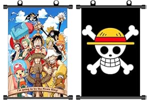LGQHCE One Piece Scroll, Anime Affiches Wallscroll Manga Scroll, One Piece Affiche Poster Défilement Toile Poster Mur Art Esthétique Peintures Décoration de Chambre 2pcs