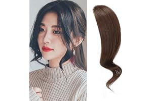 Dsoar 2 Pezzi Frangia Clip In Frangetta Laterale Capelli Veri Naturali Ondulata Estensioni dei Capelli Frangia Riccia(colore marrone scuro)