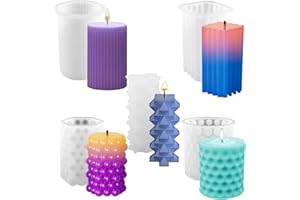 FINEASY 5 Stück Kerzenform Silikon, 3D Kerzenformen zum Gießen, Kerzenform Silikonform Als Bastel Ornamente, DIY Kerzen Formen Silikon Partybeleuchtung Heimdekorationen Handwerk