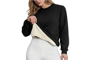 GENERISCH Thermo Pullover Damen Teddy Fleecepullover Oversize Rundhals Sweatshirt Warm Sherpa Gefütterte Pulli Winter Dick Thermounterwäsche Große Größe Elegant Einfarbig Winterpullover Weich Plüsch Unterhemd