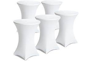 Gräfenstayn Juego de 5 Diana Fundas de Barra Extensible con Sello Oeko-Tex, Refuerzo en la Zona de los pies, en Muchos Colores y tamaños Ø60-65cm / Ø70-75cm / Ø80-85cm (Blanco, Ø80-85cm)