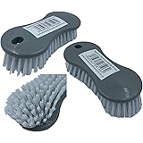 Plastic Scrubbing Brush with Easy Grip Handle Pack of 3 Stiff Hard Bristle Brushes to Clean & Scrub Flooring Carpet Kitchen Bathroom and Washing Up