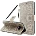 Produktbild Fraelc® Samsung Galaxy S8 Plus Hülle Premium Kunstleder Tasche im Bookstyle Klapphülle mit Weiche Silikon Handyhalter Lederhülle für Samsung Galaxy S8 Plus Indische Sonne Design Brieftasche - Grau