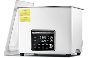 CREWORKS 10L Pulitore Ultrasuoni Digitale con Modalità Degas e 7 Livelli di Oscillazione 240W Vasca Ultrasuoni con 3 Modalità 300W Riscaldatore e Timer per Orologi Occhiali Uso Domestico