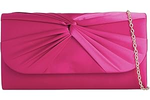 USHOPUK Satin Pleated Style Bridal Prom Wedding Evening Clutch Party Purse Hand Bag