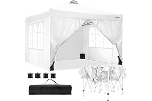 COBIZI 3x3M Pavillon Wasserdicht Faltpavillon 3x3 mit 4 Seitenteilen Belüftung Pop Up UV Schutz 50+ Partyzelt Gartenpavillon mit 4 Sandsack Gartenfesten Faltpavillon(Weiß, 3x3m)