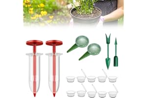 Koonafy Mini Seed Spreader, Seed Planter Tool Mini Seed Spreader Seed Planter, 16PCS Mini Seed Spreader Handheld Manual Seedlings Dibber Garden Seeder Sowing Seeds Dispenser Set (Red)